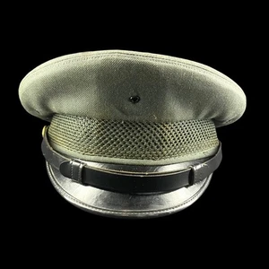 Vintage Military Style Green Cap With Black Brim & Gold Button Detail - Picture 1 of 8