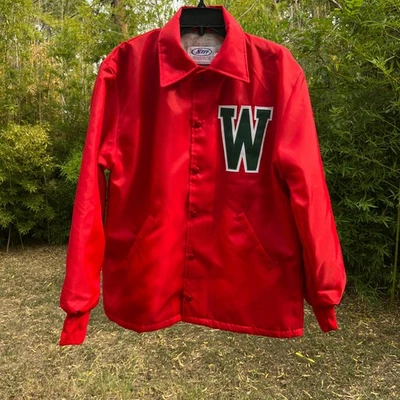 Vintage Neff Varsity Track Jacket Mens M Red Green "W" Letterman Windbreaker 70s - Image 1 of 4