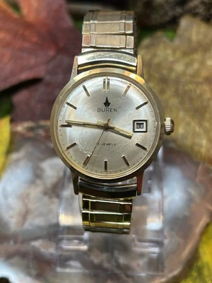 Vintage Men’s Gold Tone Buren Cal 179 17j Manual Wind Watch.  Runs, Read Descrip - Image 1 of 4