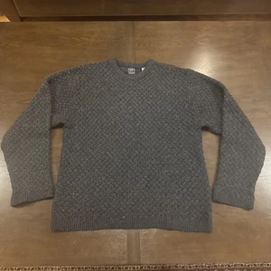 Vtg 90s Y2K GAP Heavy Lambswool Fishermans Sweater Mens XL Knit Gray - Picture 1 of 18