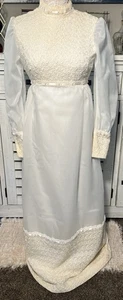 Vestido de novia vintage años 60 cálido marfil cuello alto hecho a medida talla 6/8 - Imagen 1 de 16