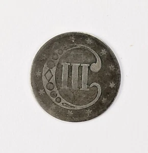 X Rare Old Dateless Silver Three 3 Cent Coin - Picture 1 of 1