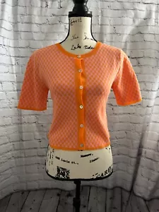 Maglione cardigan Zara arancione misto cotone manica corta taglia XS - Foto 1 di 6
