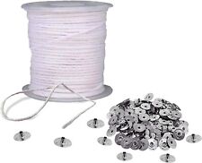 200FT Braided Wicks Candles Spool Cotton 300Pcs Wick Clips For DIY Candle Making
