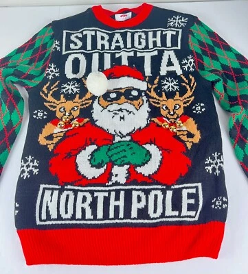 Suéter de Navidad Feo Holiday Time para Hombre M (38-40) Negro/Rojo Campanas de Santa Foto 1 de 4