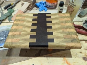 Handmade Wood End Grain Hand Crafted Cutting Board 11 3/8 X 8 X 7/8 Inches. - Picture 1 of 2