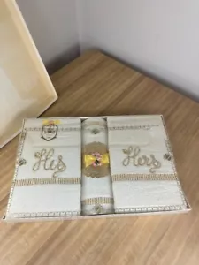 Vintage Starco His & Hers Gift Towels New In Box - Picture 1 of 13