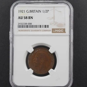 1921 Großbritannien 1/2P AU 58 BN NGC Kostenloser Versand!!! - Bild 1 von 2