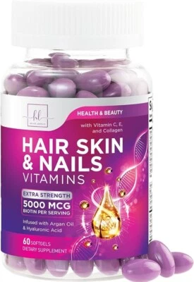 Vitaminas femininas para cabelo, pele e unhas - Biotina 5000mcg para apoiar o crescimento do cabelo - Imagem 1 de 4