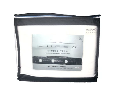Sheex Studio Tech Fitted Sheet, Duvet, Shams, & Pillowcases White King/Cal King - Image 1 of 4