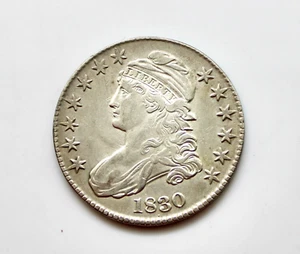 Medio dólar busto tapado 1830 AU/aproximadamente sin circular, O-108, pequeño 0 - Imagen 1 de 2