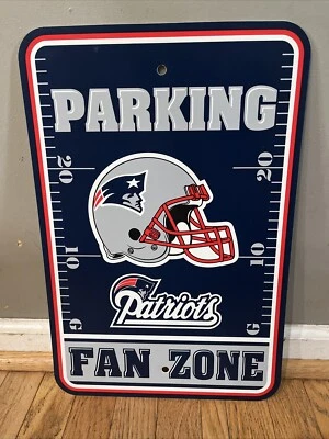 New England Patriots FAN ZONE Parking Sign NFL 12"x 18" Plastic - Image 1 of 3