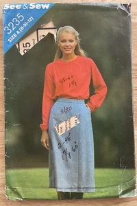 Butterick Vtg Pattern 3235 Misses Blouse Wrap Skirt Mid Knee Size 8-12 UNCUT - Picture 1 of 4