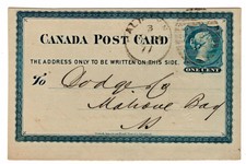 HALIFAX N.S. DUPLEX TYPE 2 -INDICIA 3 ON CANADA POST CARD-LATE DATE NOV. 24 1877
