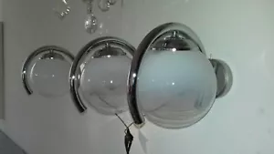 Vintage 80er Jahre Wandleuchte Stahl verchromt Kugel Glas Glass wall lamp 80's Lampè - Bild 1 von 11