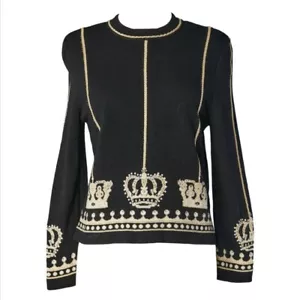 Collezione St. John by Marie grigio corona dorata misto lana donna nuova con etichetta taglia:L nero - Foto 1 di 20