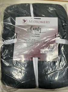 Manta de peluche antracita 170x200 cómoda con mangas y funda para móvil de ensueño suave - Imagen 1 de 2