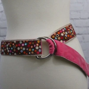 Colorful Wink Collection Pink Velvet & Polka Dot Fabric Belt With Silver D-Ring - Picture 1 of 7