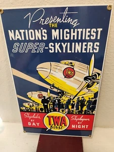 TWA First Super - Skyliners Porcelain Sign - Picture 1 of 3