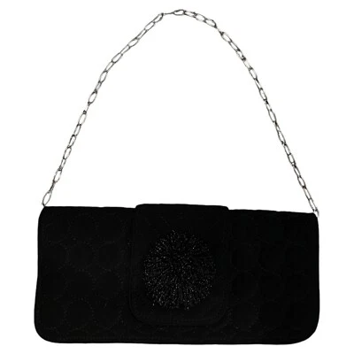 Vera Bradley Dazzle Black Silver Beaded Clutch Shoulder Handbag Cocktail Party - Image 1 of 4
