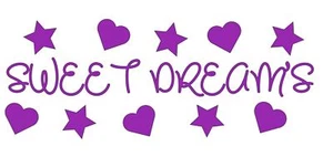 SWEET DREAMS LOVE HEARTS STARS KUNST WAND VINYL ABZIEHBILD TRANSFER AUFKLEBER ZIMMER ZUHAUSE - Bild 1 von 7