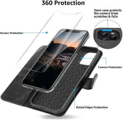 iPhone 12 Pro PU 革 钱包式外壳 保护套 带卡槽 磁性 + 2 屏幕  — 第 1/4 张图片