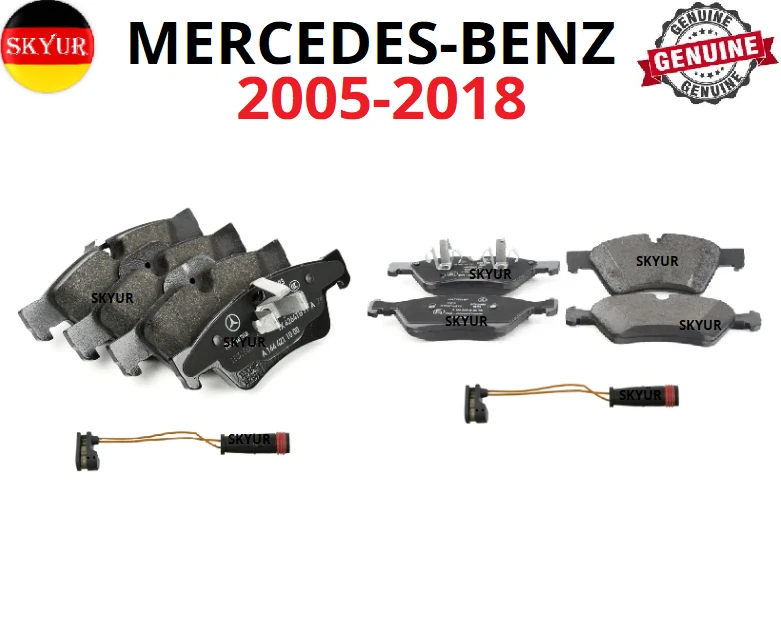 Juego de pastillas de freno delanteras y traseras con sensores para vehículos Mercedes-Benz 05-18 GENUINO Foto 1 de 4