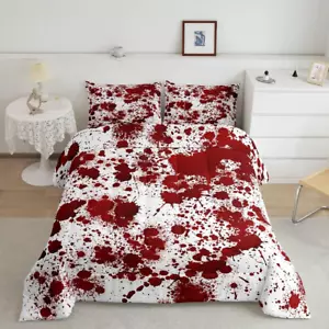 Red Tie Dye Comforter Set Queen Size,Halloween Decor Bedding Set 3Pcs for Kids T - Picture 1 of 6