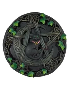 CAT AND PENTAGRAM PLAQUE - WALL HANGING  STAR  - 7.5" - Picture 1 of 1