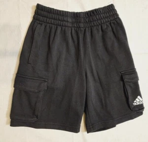 Adidas Terry Fleece Black Cargo Shorts Boys Size Small 8 AH5638 - Picture 1 of 2