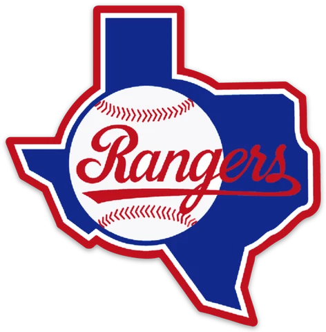 Texas Rangers Baseball & Rangers logo type State of Texas Shaped Die-cut MAGNET Cover