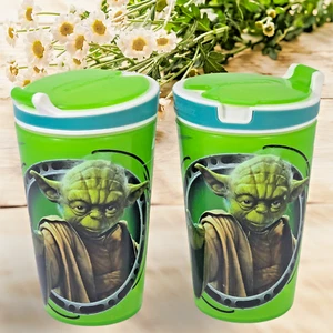 Vintage 2x Snackeez Star Wars Yoda 4 Oz Snack Cup & 8 Oz Drink Cup 2 in 1 Zak! - Picture 1 of 8