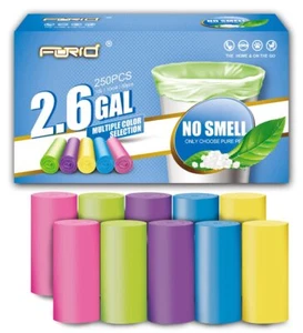 FORID Small Bathroom Trash Bags - 2.6 Gallon Colored Garbage Bags 250 Counts ... - Picture 1 of 7