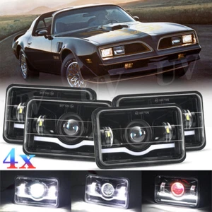 4pcs 4x6'' LED Headlights Hi/Lo Beam DRL For 1977-1981 Pontiac Firebird Trans AM - Picture 1 of 11