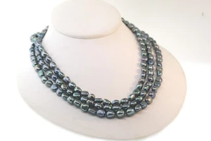Honora Original Cultivada Dulce 7-8mm Teñido Cerceta Azul Collar de Perlas 137cm - Imagen 1 de 14