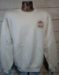 NWT Vintage JERZEES White Mens Super Sweats Embroidered Sweatshirt L Made in USA - Picture 1 of 12