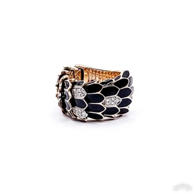 Anillo Roberto Coin Animalier Oro Rosa 18K Esmalte Diamantes Escamas Serpiente 6.75 Foto 1 de 4