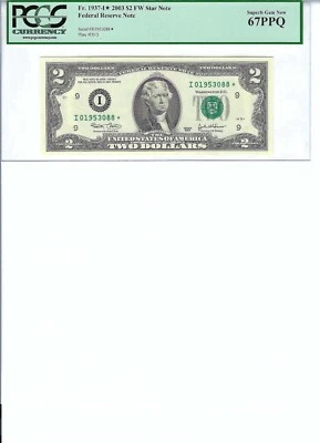 2003 $2 FRN FR1937-I* PCGS 67 PPQ, Minneapolis * Note S/N I01953088*!!! - Image 1 of 2