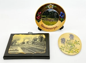 ThriftCHI ~ Vintage Wandbehang - deutscher Holzteller, Zugendruck + - Bild 1 von 7