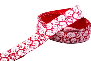 3 yards 7/8" White Floral Damask Pattern on Azalea Grosgrain Ribbon 100% poly - Picture 1 of 5