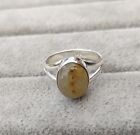 Golden Rutilated Ring 925 Sterling Silver Oval Gemstone Ring Size 7 MO1192