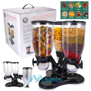 Triple Cereal Dispenser Candy Snack Nut Grain Storage Airtight Container 10.5L - Picture 1 of 12