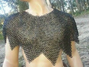 Nuova cotta di maglia piatta rivettata Collare in cotta di maglia Aventail... - Picture 1 of 2