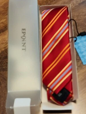 Corbata ajustada Epoint para hombre roja azul amarilla a rayas 100 % seda nueva con etiquetas Foto 1 de 4