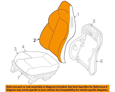 Componentes de asiento delantero Crossfire 2004 fabricante de equipos originales Chrysler - cubierta trasera de asiento YQ75BD5AA Foto 1 de 2
