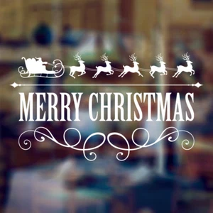 Frohe Weihnachten Deko Vintage Haus Schaufenster Wandaufkleber Grafik Schild - Bild 1 von 1