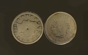 1900 LIBERTY V NICKEL AS-IS CIRCULATED CONDITION SEE PHOTO - PUNCHED - Picture 1 of 1