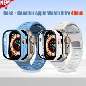 Silicone Band Sport Strap + Case For Apple Watch Ultra 49mm For iwatch Mod Kit - Picture 1 of 14