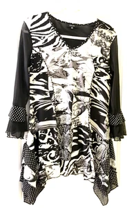 Túnica de malla Kaktus M dobladillo mordedura de tiburón mangas acampanadas busto de 38 pulgadas - Imagen 1 de 10