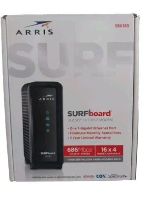ARRIS Surfboard SB6183 16x4 DOCSIS 3.0 Cable Modem 686 Mbps Black - Image 1 of 4